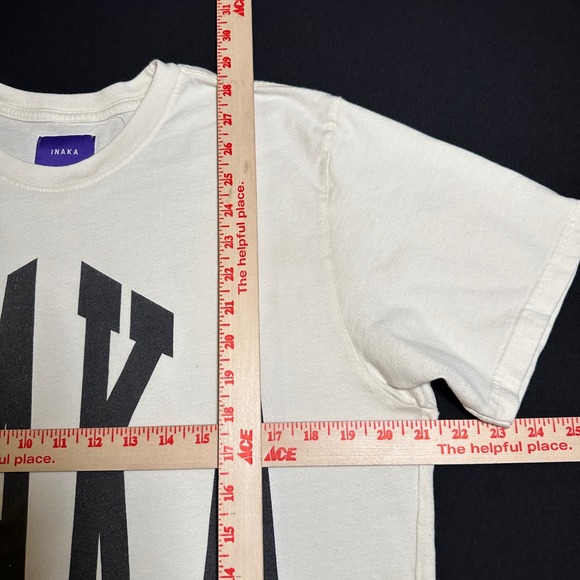 INAKA Mens T Shirt XL Cream Streetwear Fashion Tee - Picture 2 of 10